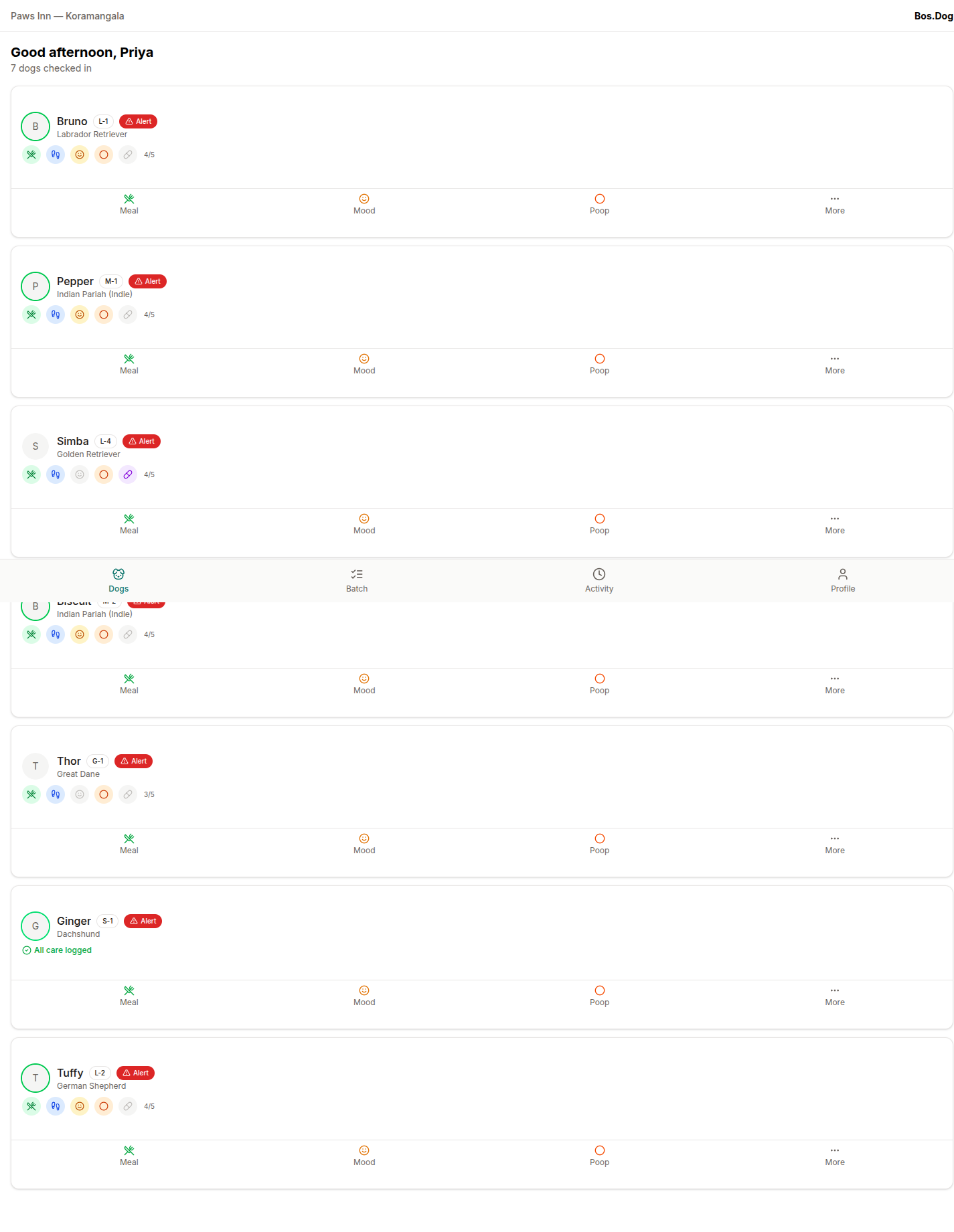 Caretaker mobile activity feed